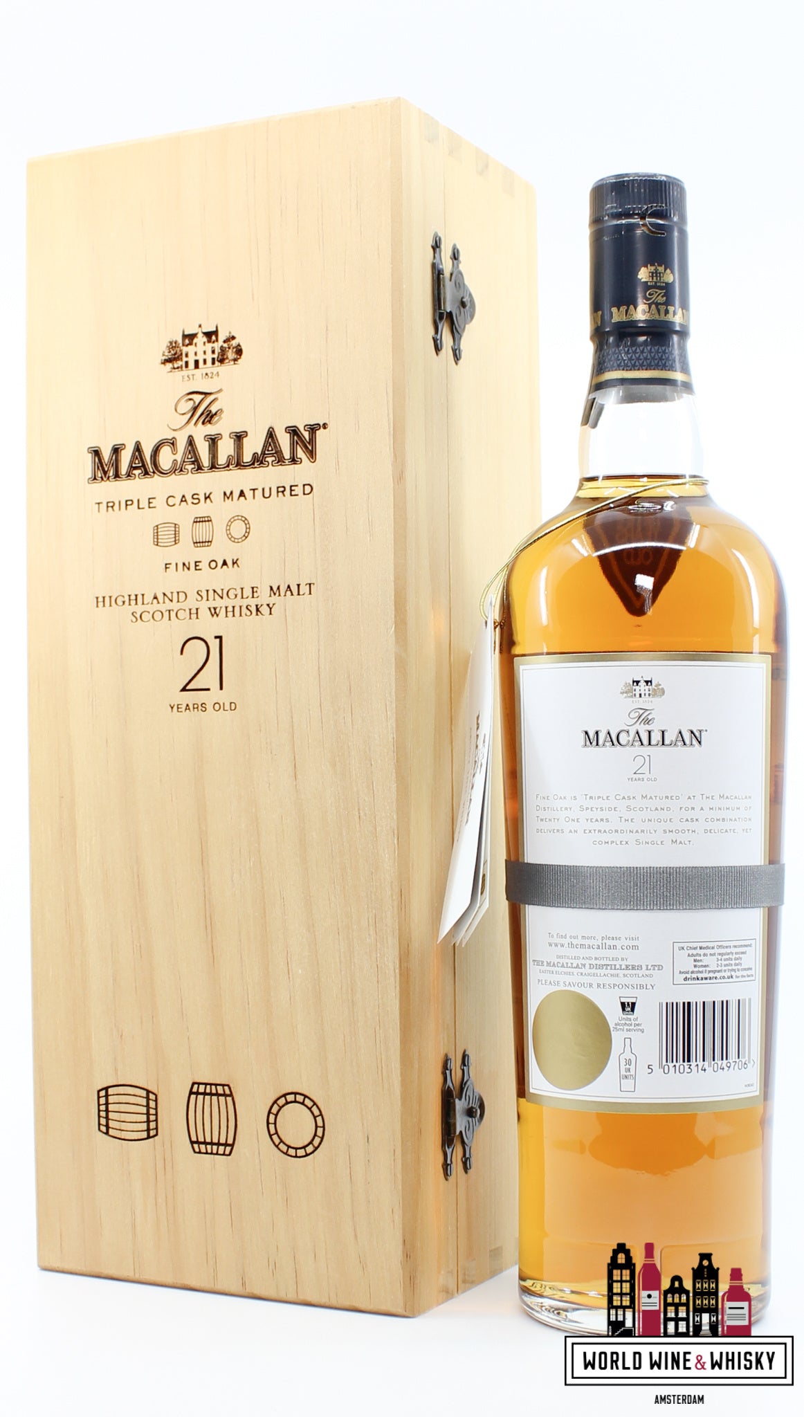 Macallan 21 Years Old 2011 - Fine Oak Triple Cask Matured 43% (In luxe houten kist)