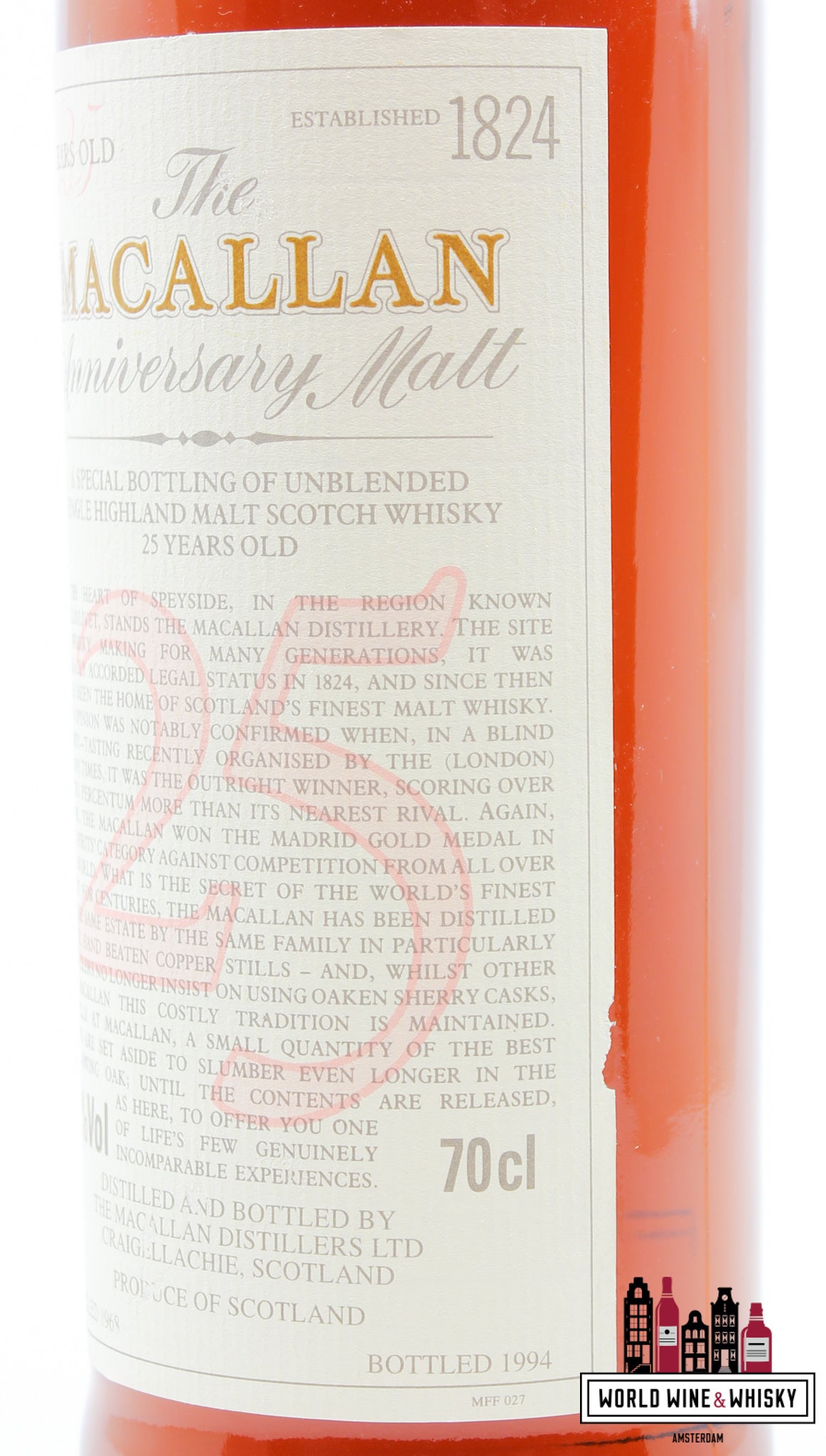 Macallan 25 Years Old 1968 1994 - The Anniversary Malt 43% 700ml (in OWC)