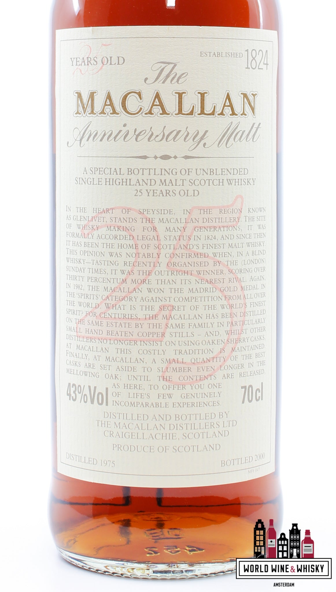 Macallan 25 Years Old 1975 2000 - The Anniversary Malt 43% 700ml (in OWC)