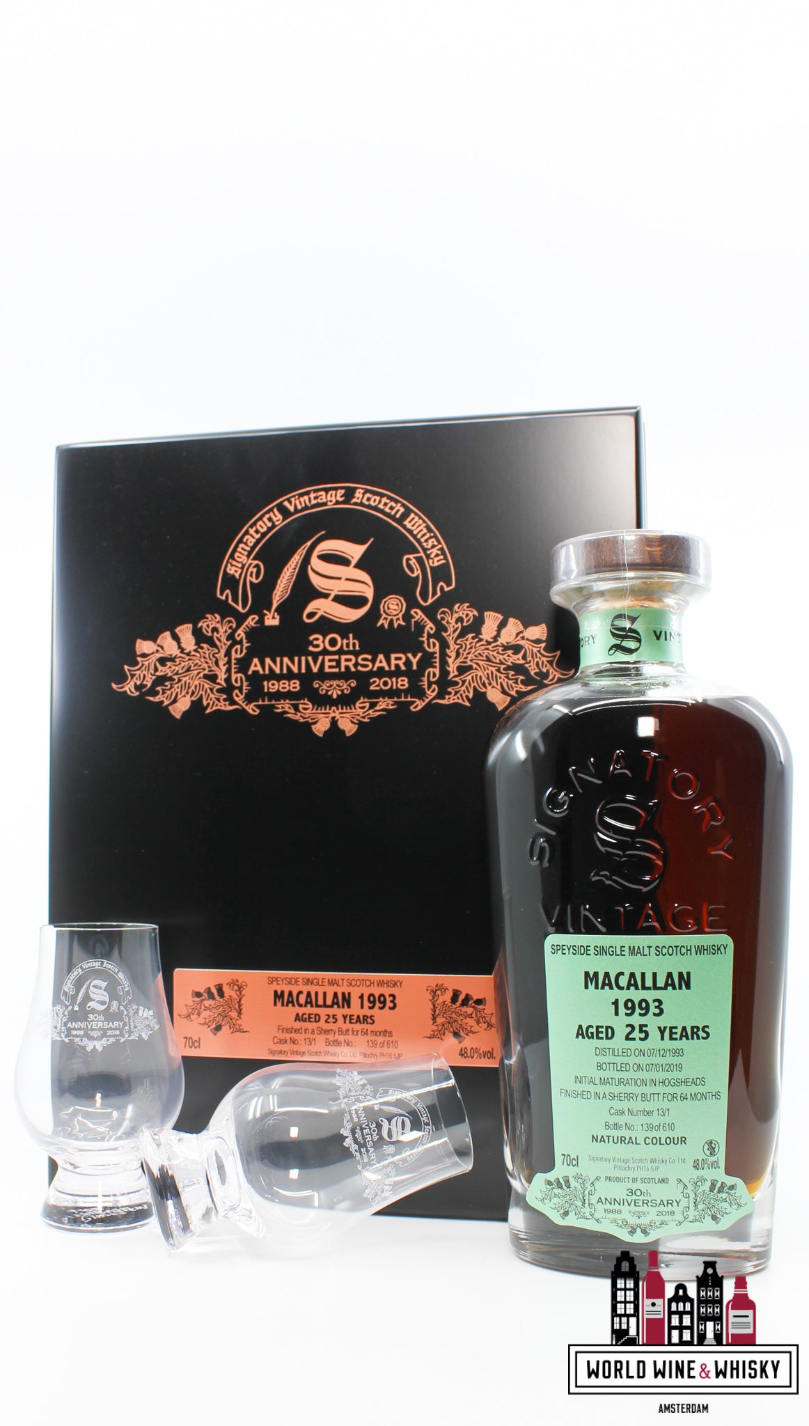 Macallan 25 jaar oud 1993 2019 - 30-jarig jubileum - Signatory Vintage - Cask 13/1 48% (1 van 610)