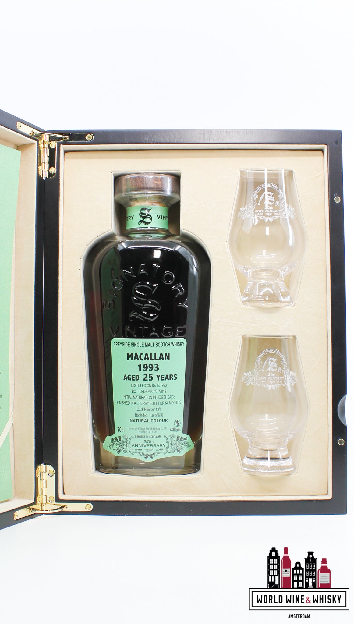 Macallan 25 jaar oud 1993 2019 - 30-jarig jubileum - Signatory Vintage - Cask 13/1 48% (1 van 610)