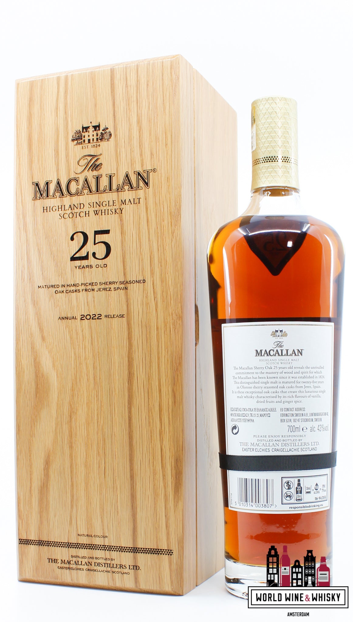 Macallan 25 jaar oud - Sherry Oak Casks - Jaarlijkse release 2022 43%