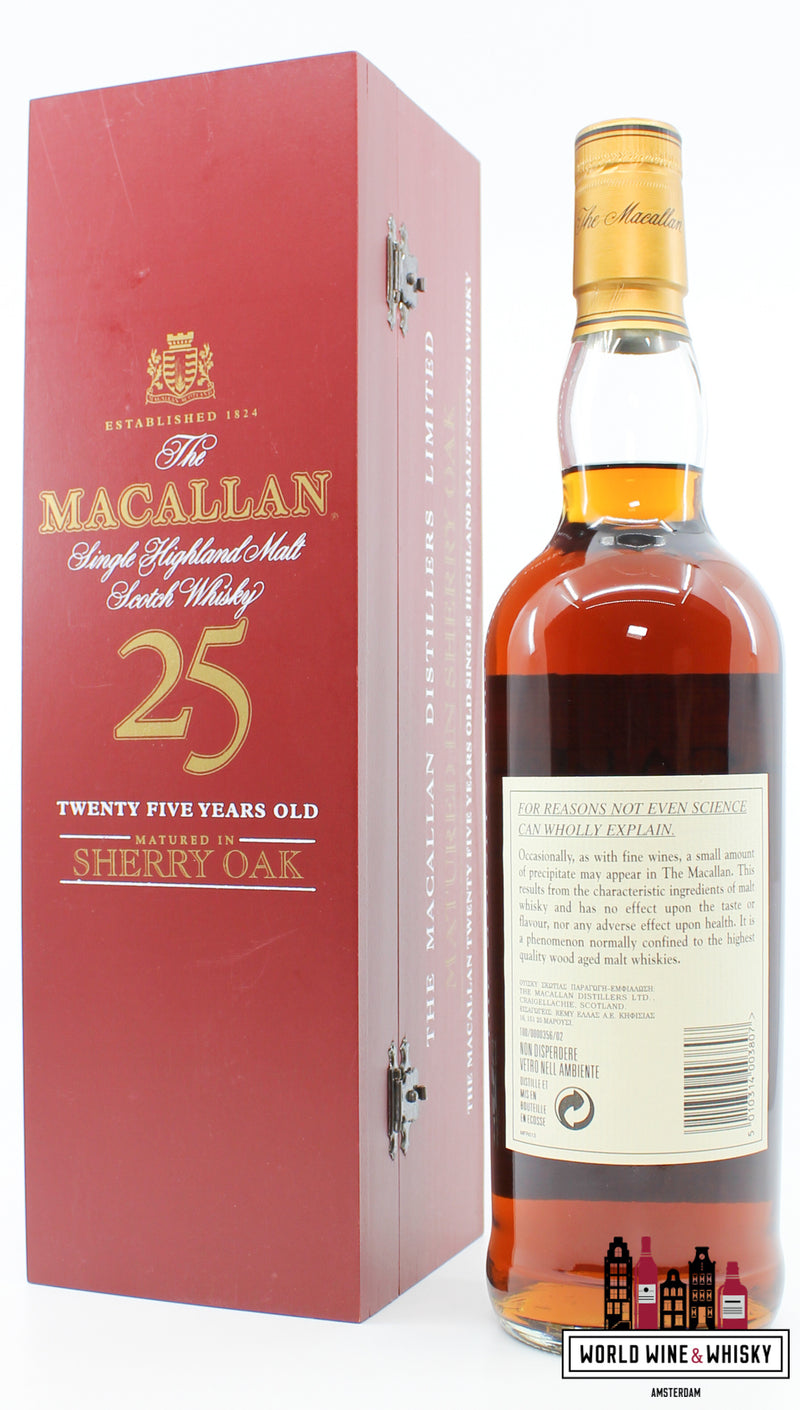 Macallan 25 Years Old Anniversary Malt - Sherry Oak 43% 700ml (In de rode doos)
