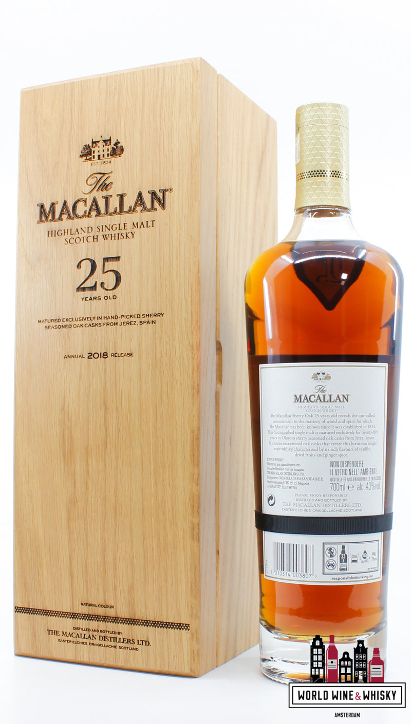 Macallan 25 Years Old - Sherry Casks - Jaarlijkse release 2018 43%