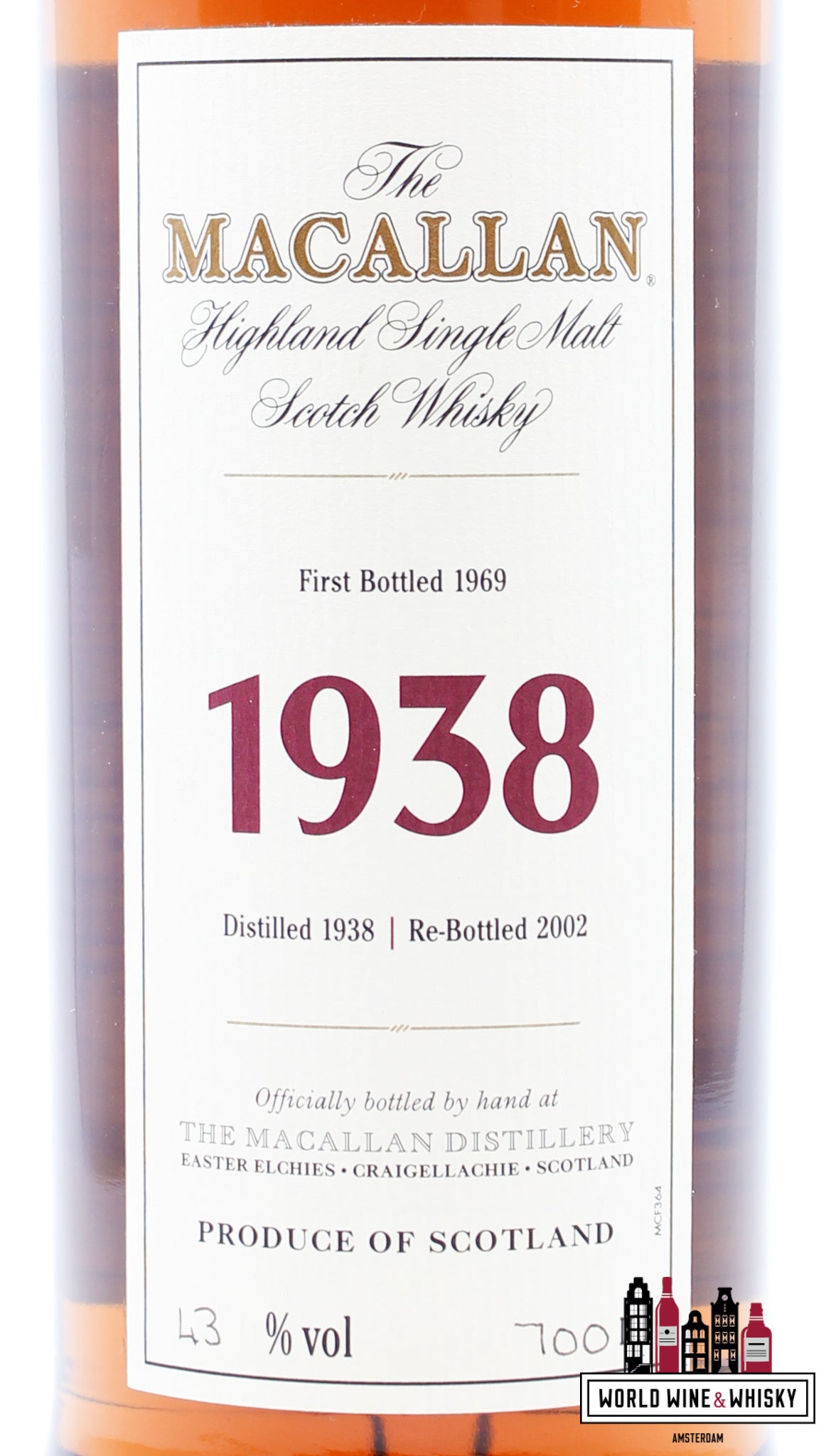 Macallan 31 Years Old 1938 1969 - Fine &amp; Rare (Re-Bottled 2002) 43% (in luxe houten kist)