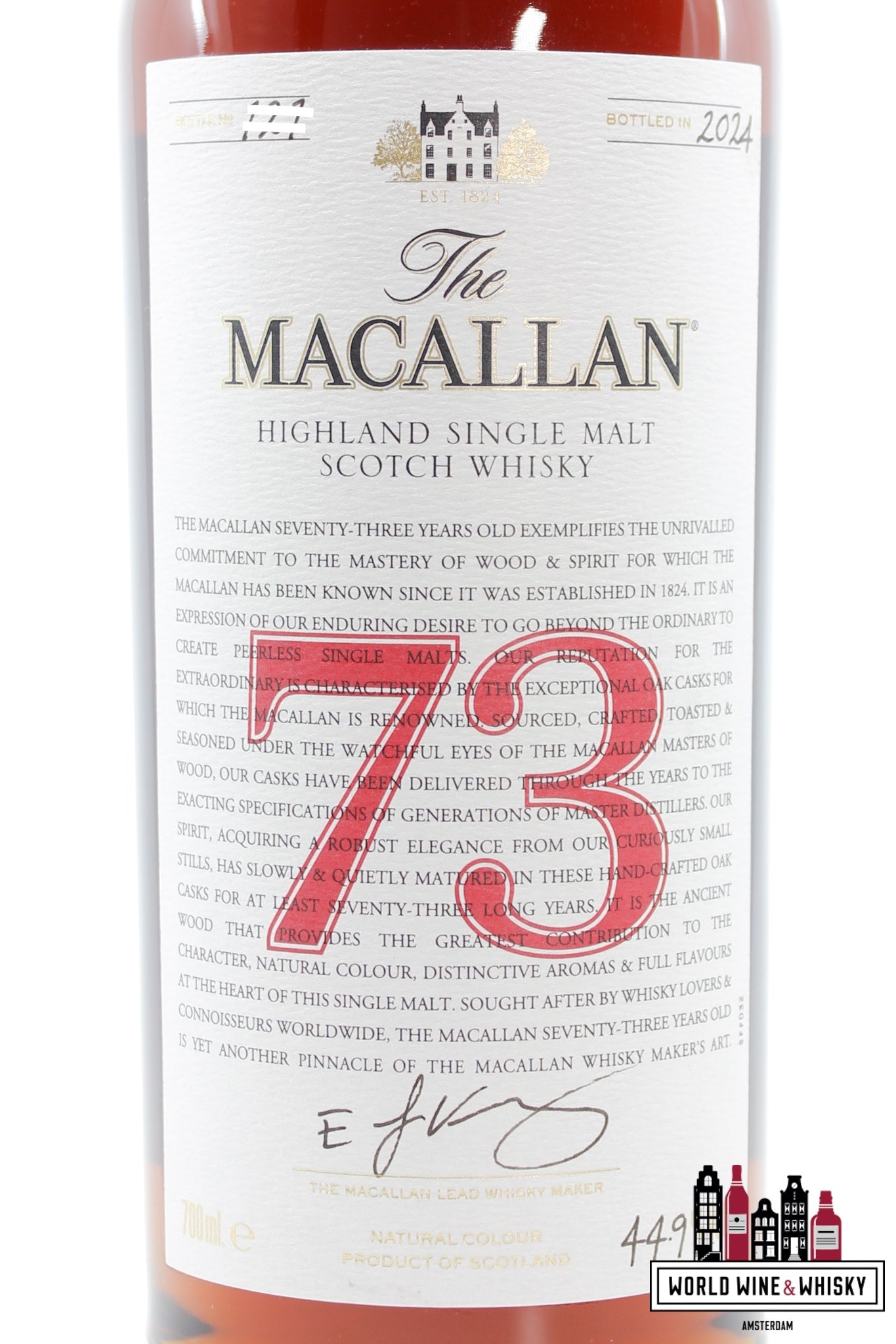 The Macallan 73 Years Old 2024 - De Rode Collectie 44,9%