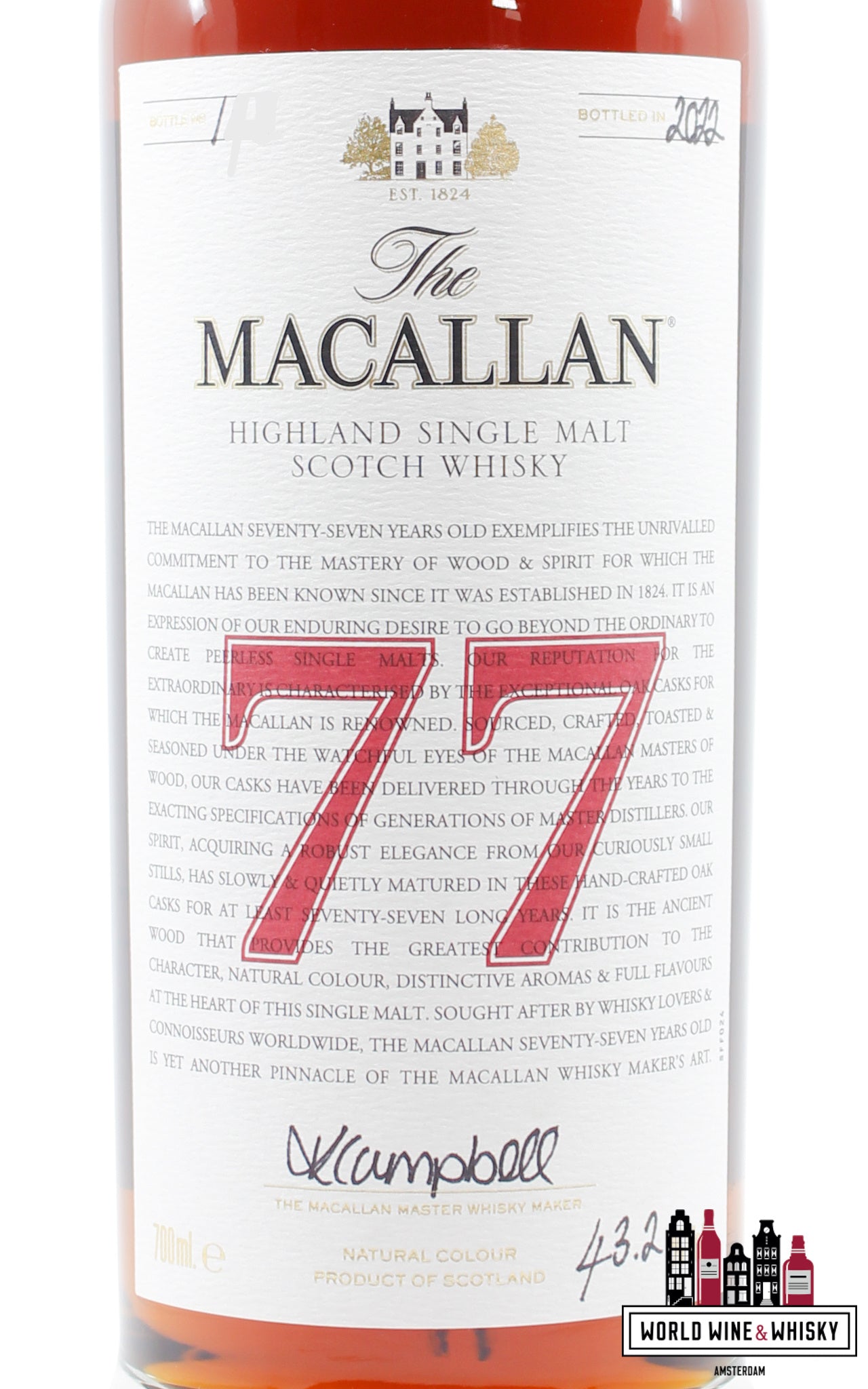 The Macallan 77 Years Old 2022 - De Rode Collectie 43,2%