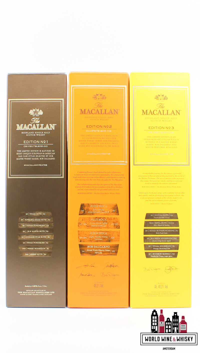 Macallan Edition Series Set: nr. 1, 2, 3, 4, 5, 6 (volledige set)