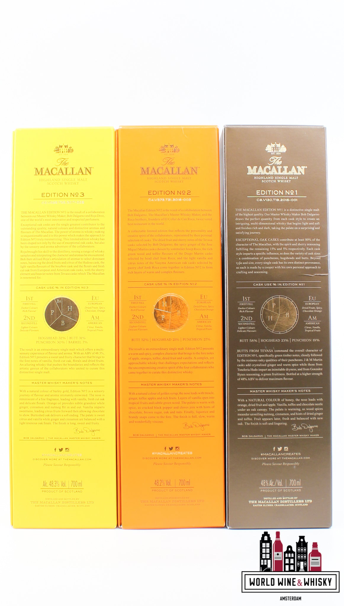 Macallan Edition Series Set: nr. 1, 2, 3, 4, 5, 6 (volledige set)