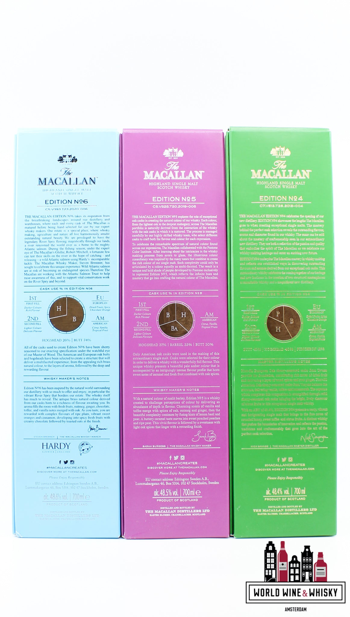 Macallan Edition Series Set: nr. 1, 2, 3, 4, 5, 6 (volledige set)