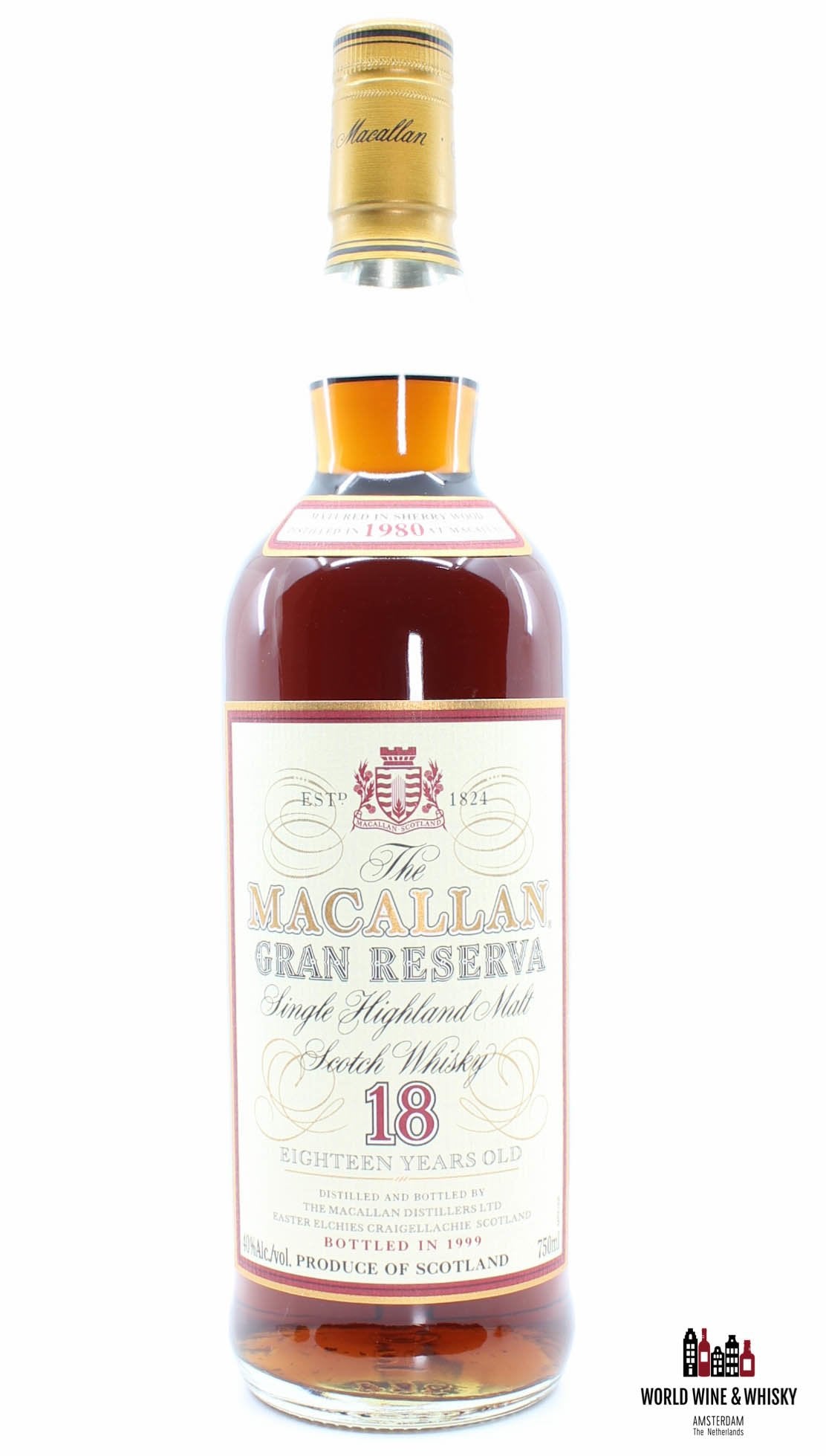 Macallan 18 Years Old 1980 1999 - Gran Reserva - Enige distributeur in de VS, Remy Amerique Inc. New York, NY 750ml