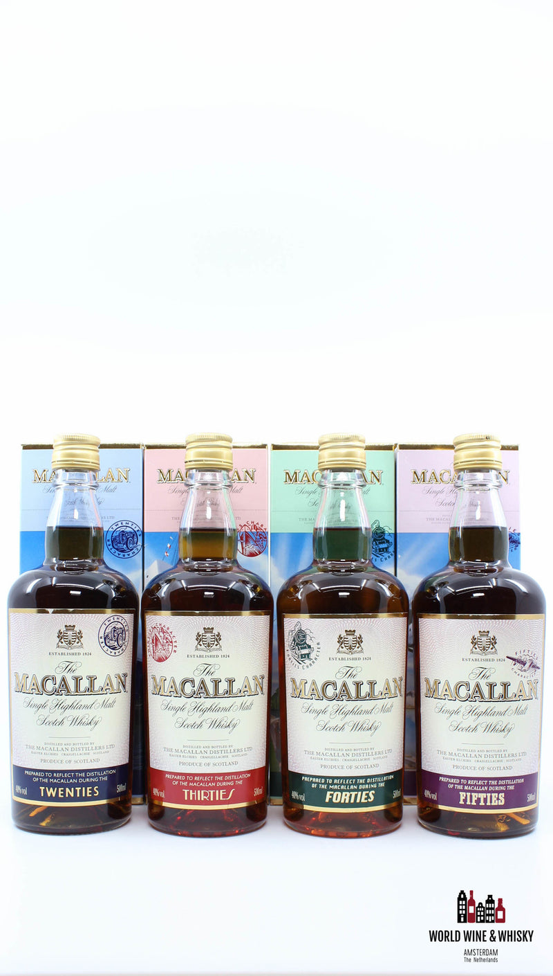Macallan Travel Series 1920, 1930, 1940 &amp; 1950 500ml 40% (volledige set)