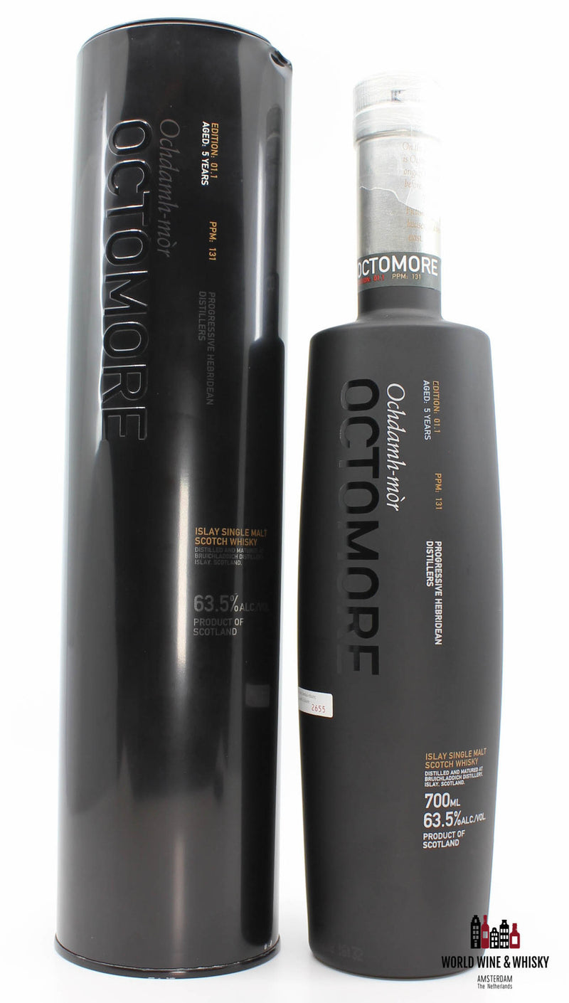 Octomore-editie 01.1 Bruichladdich 5 jaar oud 2002 2008 Ochdamh-mor PPM: 131 63,5%