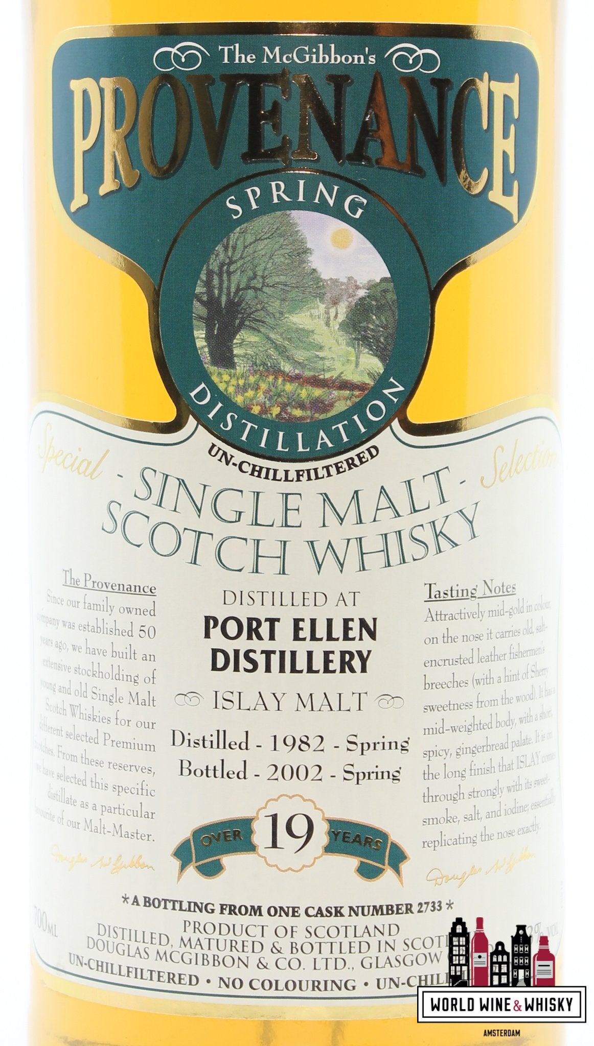 Port Ellen 19 jaar oud 1982 2002 Lente - McGibbon's Herkomst - Douglas McGibbon - Vat 2733 43% (Gesloten distilleerderij)