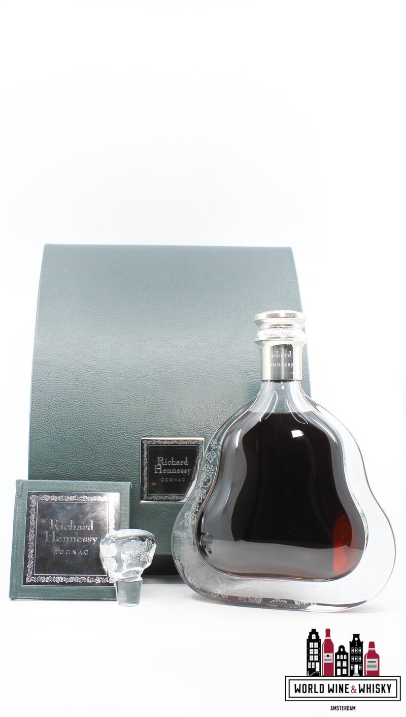 Richard Hennessy Cognac Baccarat Decanter - Duty Free Edition - in de luxe groene leren koffer (complete set)