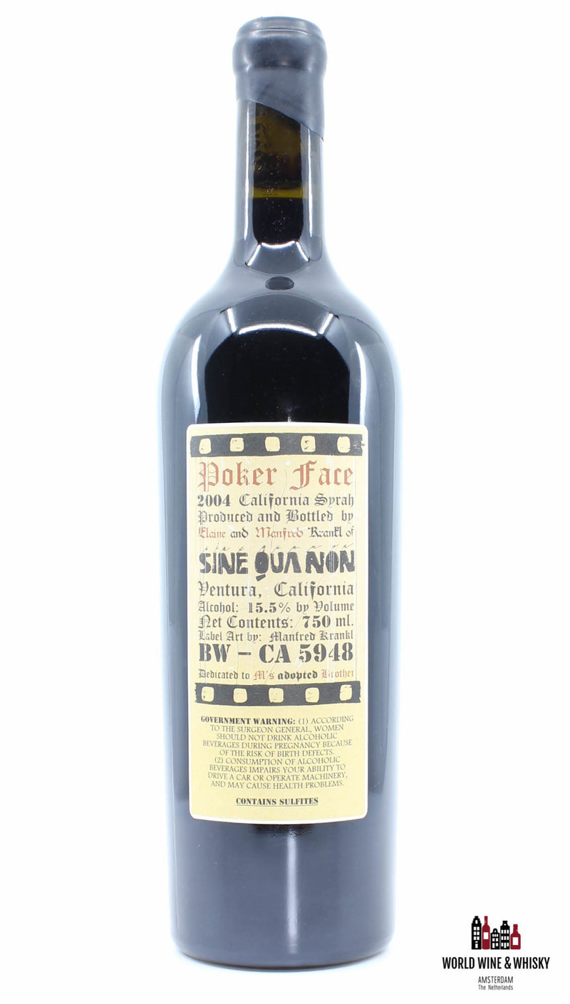 Sine Qua Non - Poker Face 2004 - Syrah 15,5% (100 Parker-punten)