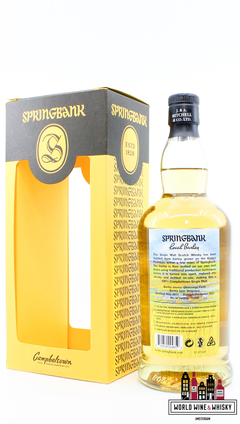 Springbank 10 jaar oud 2011 2021 - Lokale gerst 51,6% (1 van 15000) - marge
