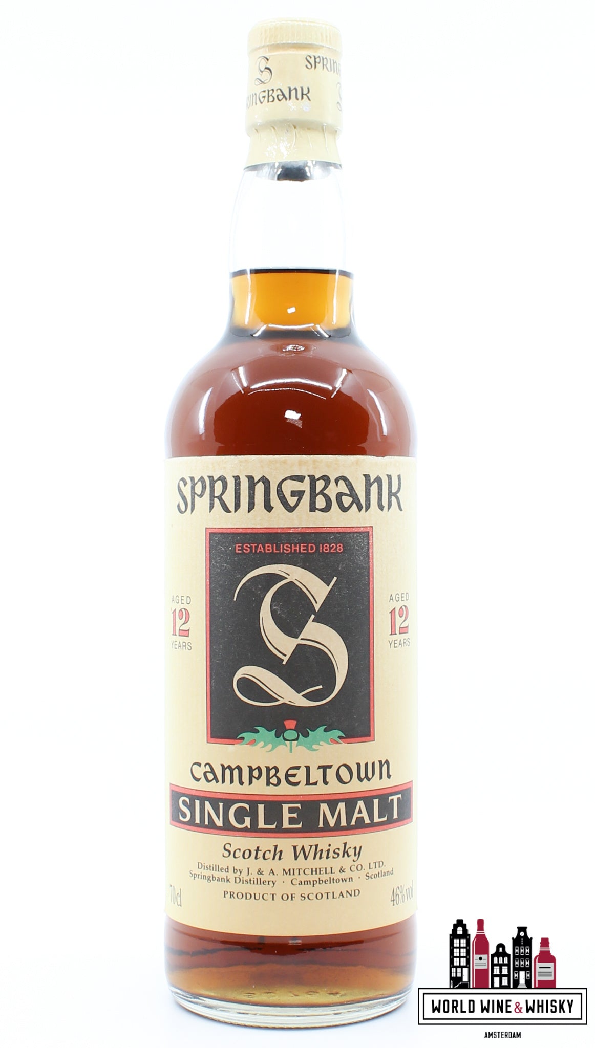 Springbank 12 Years Old "Single Malt" Groene Distel 46% (Crème Capsule)