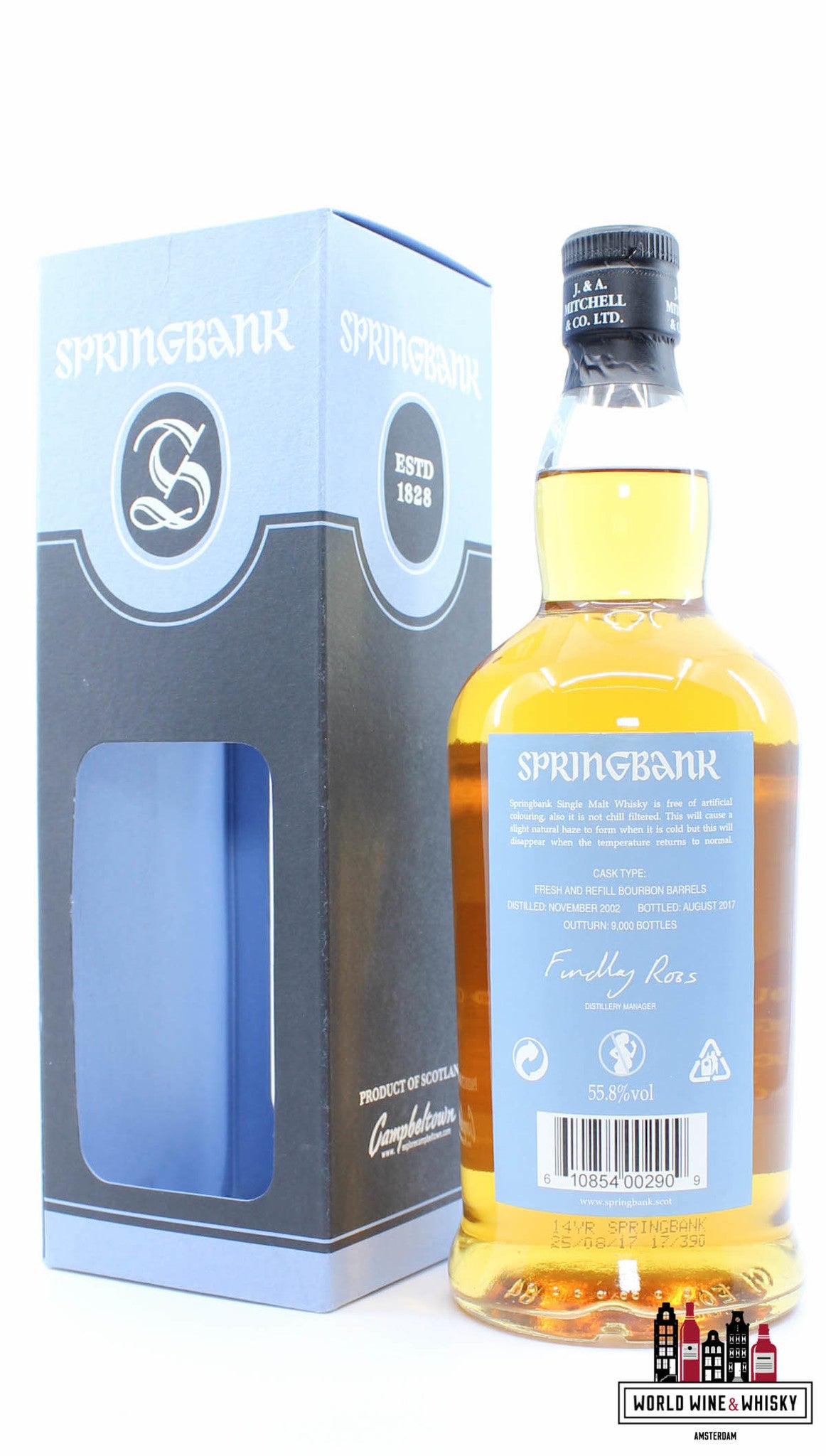 Springbank 14 Years Old 2002 2017 - Bourbon Wood - Baby Blue Edition 55,8% (1 van 9000)