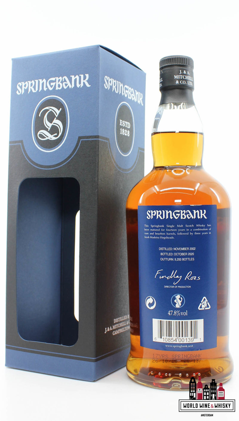 Springbank 17 Years Old 2002 2020 - Madeira Wood - Blauw/Zwart Editie 47,8% (1 van 9200)