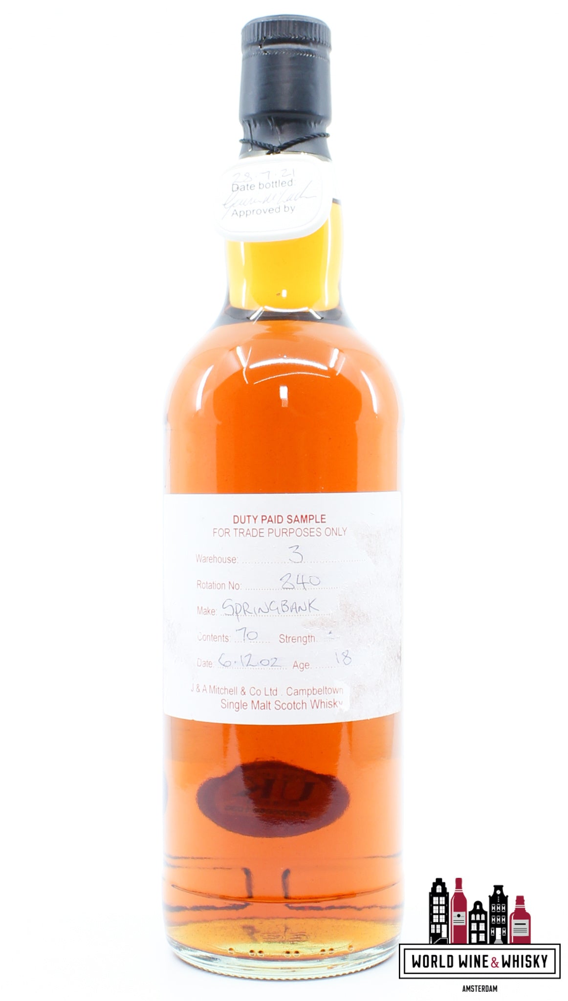 Springbank 18 jaar oud 2002 2021 - Voorbeeld betaald met invoerrechten - Alleen voor handelsdoeleinden - Magazijn 3 - Rotatie 840