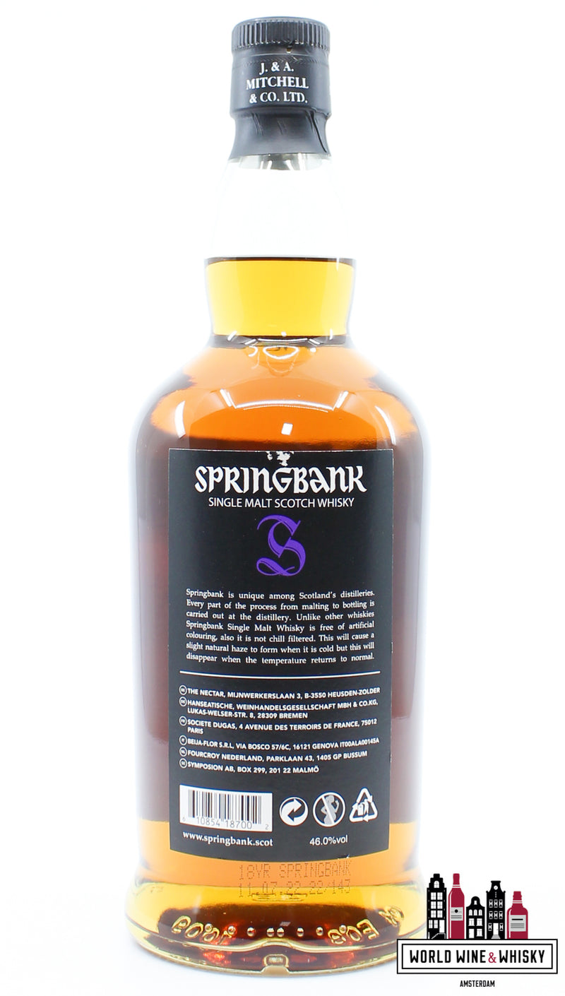 Springbank 18 jaar oud 2022 - Paars/Rug editie 46%