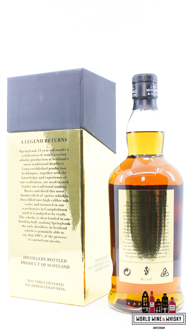 Springbank 21 Years Old 2012 'A Legend Returns' - Zwart/Gouden Editie 46% (1 van 1560)