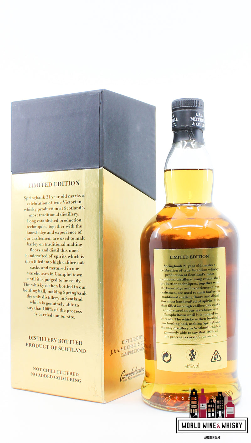 Springbank 21 Years Old 2015 - Limited Edition - Zwart/Gouden Editie 46% (1 van 3600)