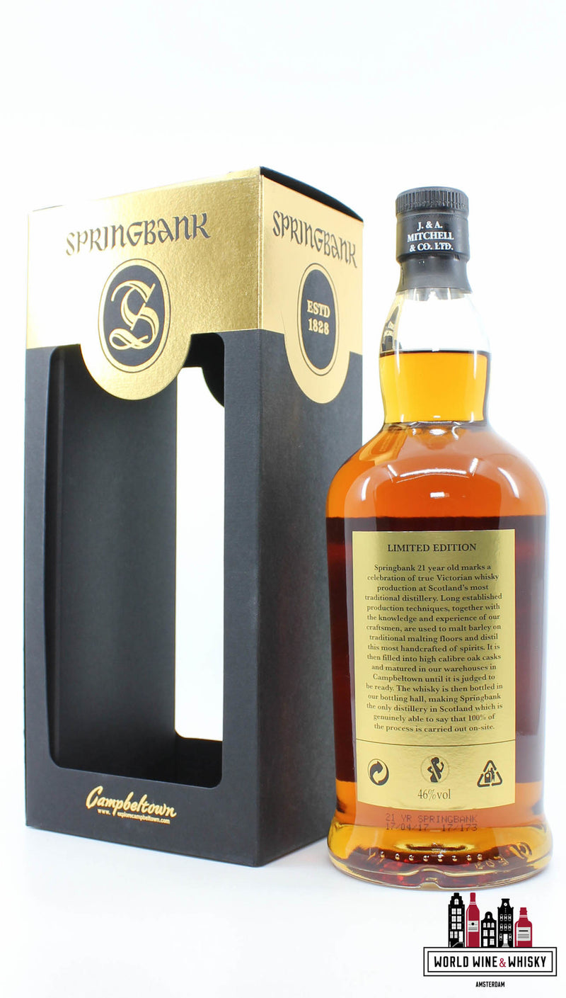Springbank 21 Years Old 2017 - Limited Edition - Zwart/Gouden Editie 46% (1 van 3800)