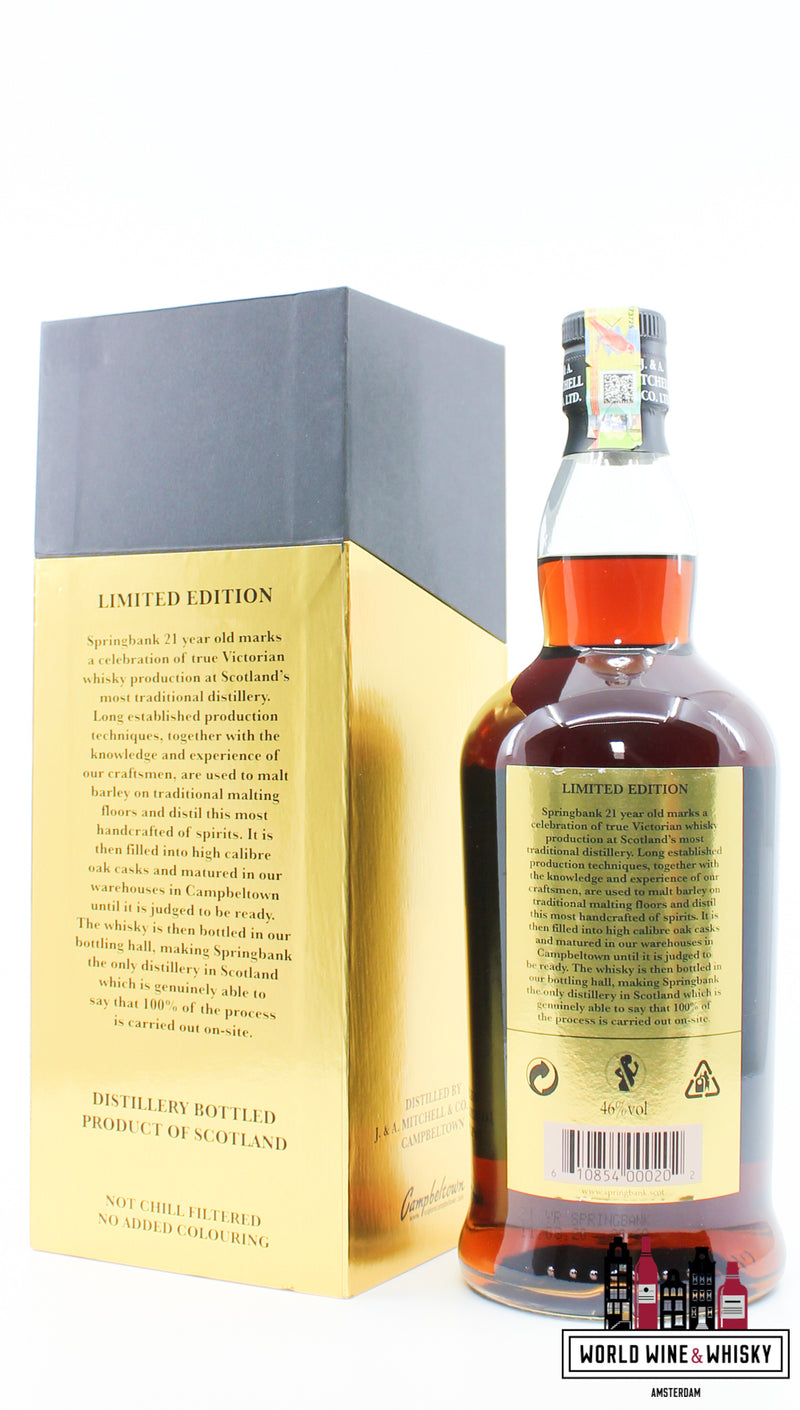 Springbank 21 Years Old 2020 - Limited Edition - Zwart/Gouden Editie 46% (1 van 3300)