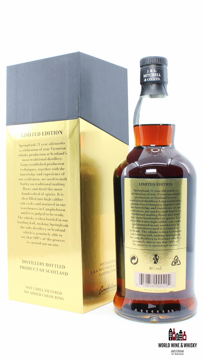 Springbank 21 Years Old 2020 - Limited Edition - Zwart/Gouden Editie 46% (1 van 3300)