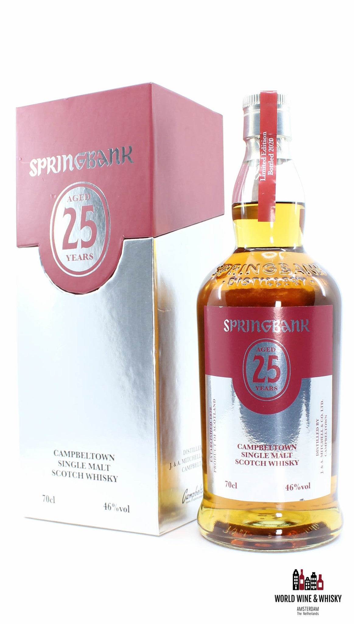 Springbank 25 Years Old 2020 Limited Edition - Rood/Zilveren Editie 46% (1 van 1200)