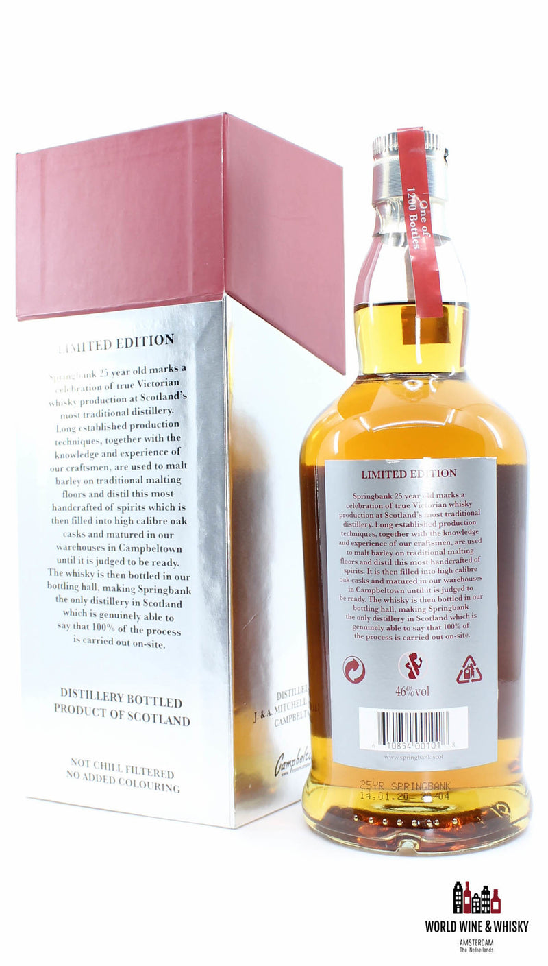 Springbank 25 Years Old 2020 Limited Edition - Rood/Zilveren Editie 46% (1 van 1200)