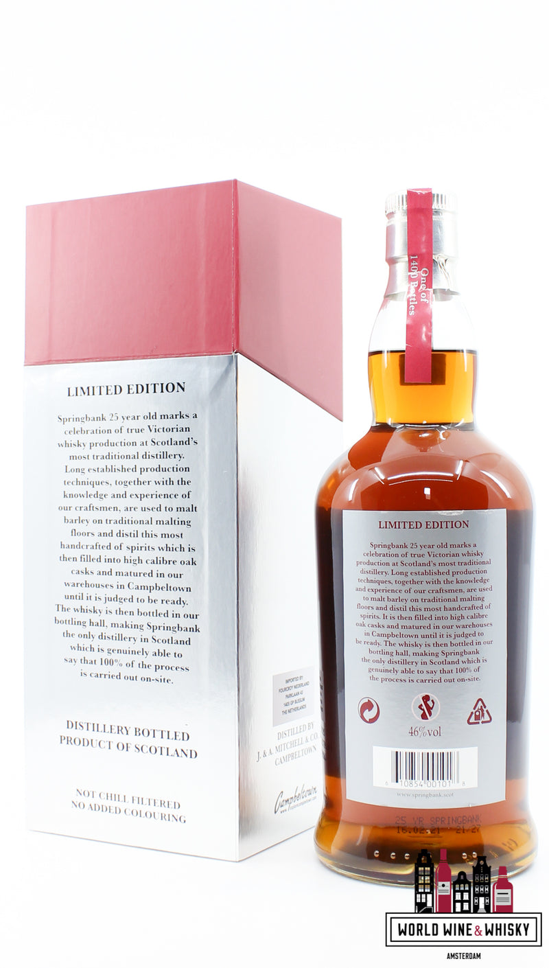 Springbank 25 Years Old 2021 - Limited Edition - Rood/Zilveren Editie 46% (1 van 1400)