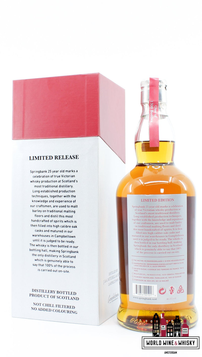Springbank 25 Years Old 2022 - Limited Edition - Rood/Zilveren Editie 46% (1 van 1300)