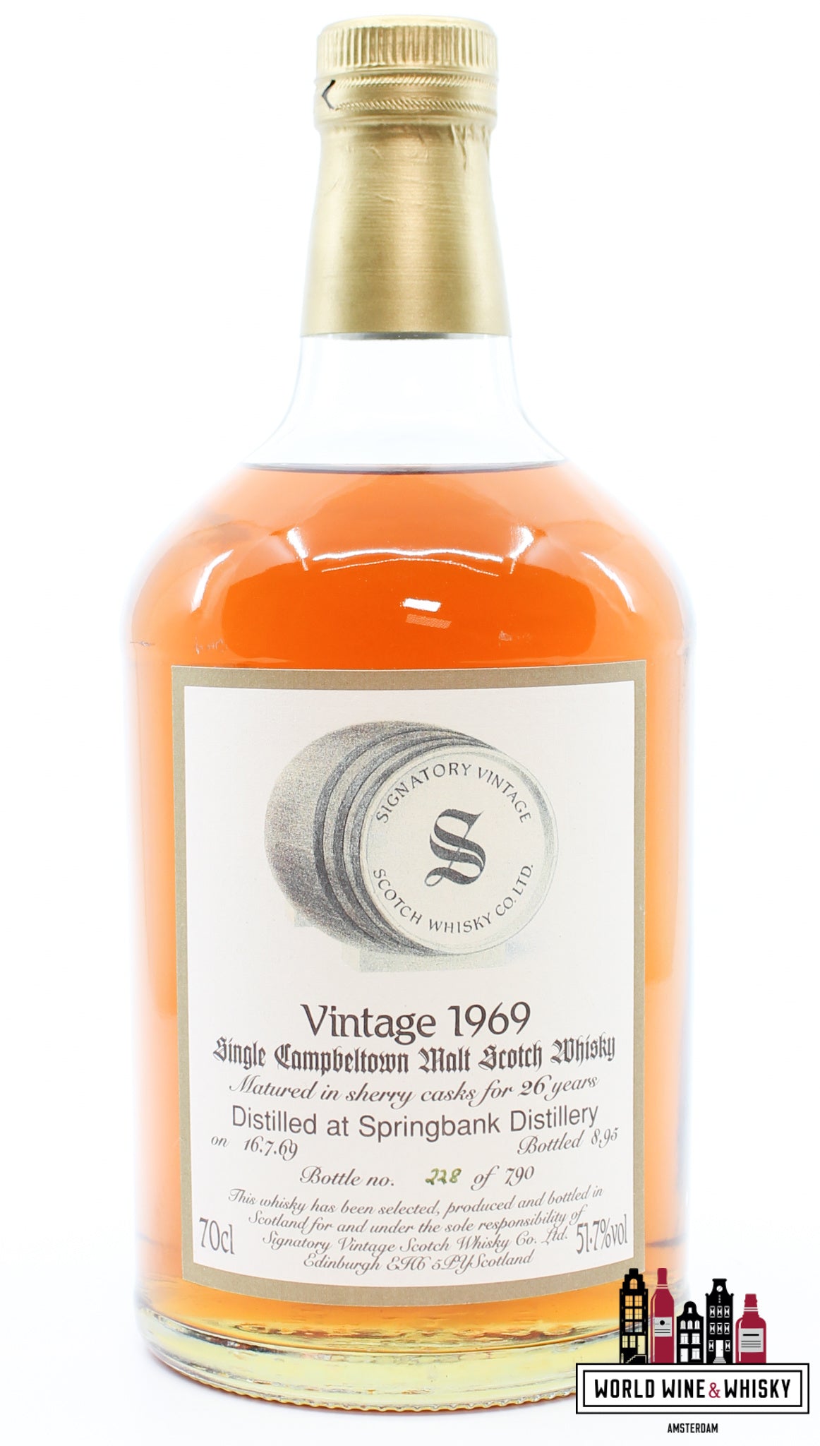 Springbank 26 jaar oud 1969 1995 - Vintage collectie - Signatory Vintage 51,7% (1 van 790)