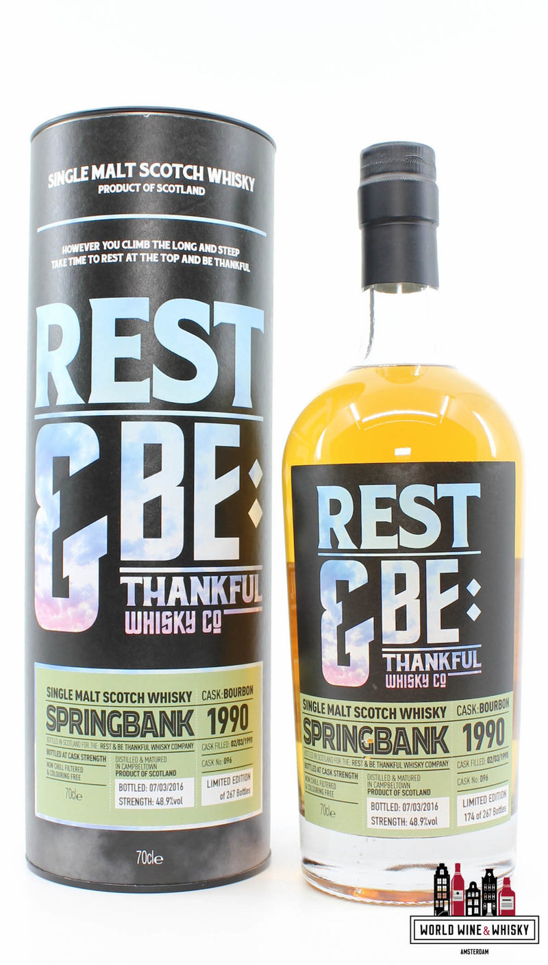 Springbank 26 jaar oud 1990 2016 - Rest &amp; Be Thankful Whisky Co - Cask 096 48,9% (1 van 267)