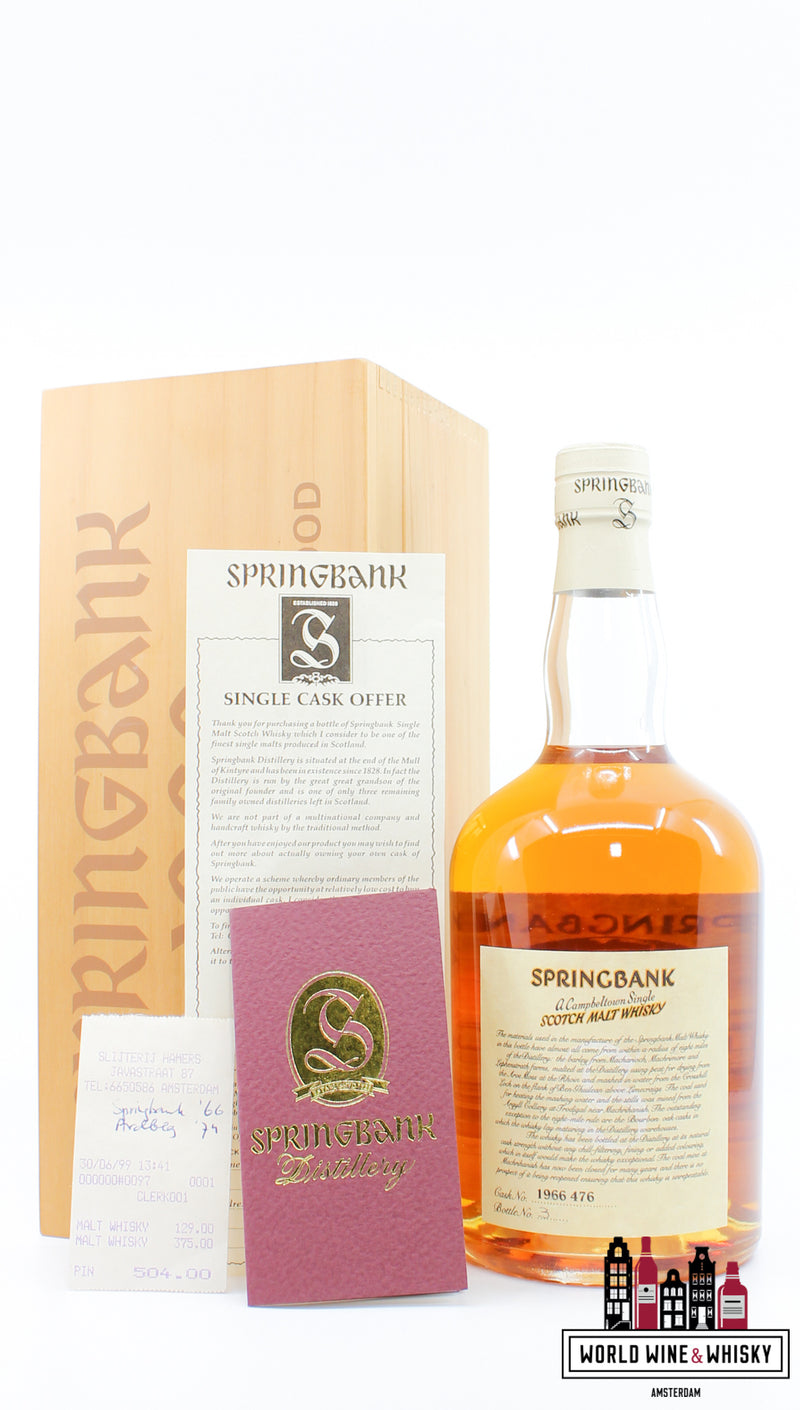Springbank 31 jaar oud 1966 1997 - Lokale gerst - Vat 1966 476 52%