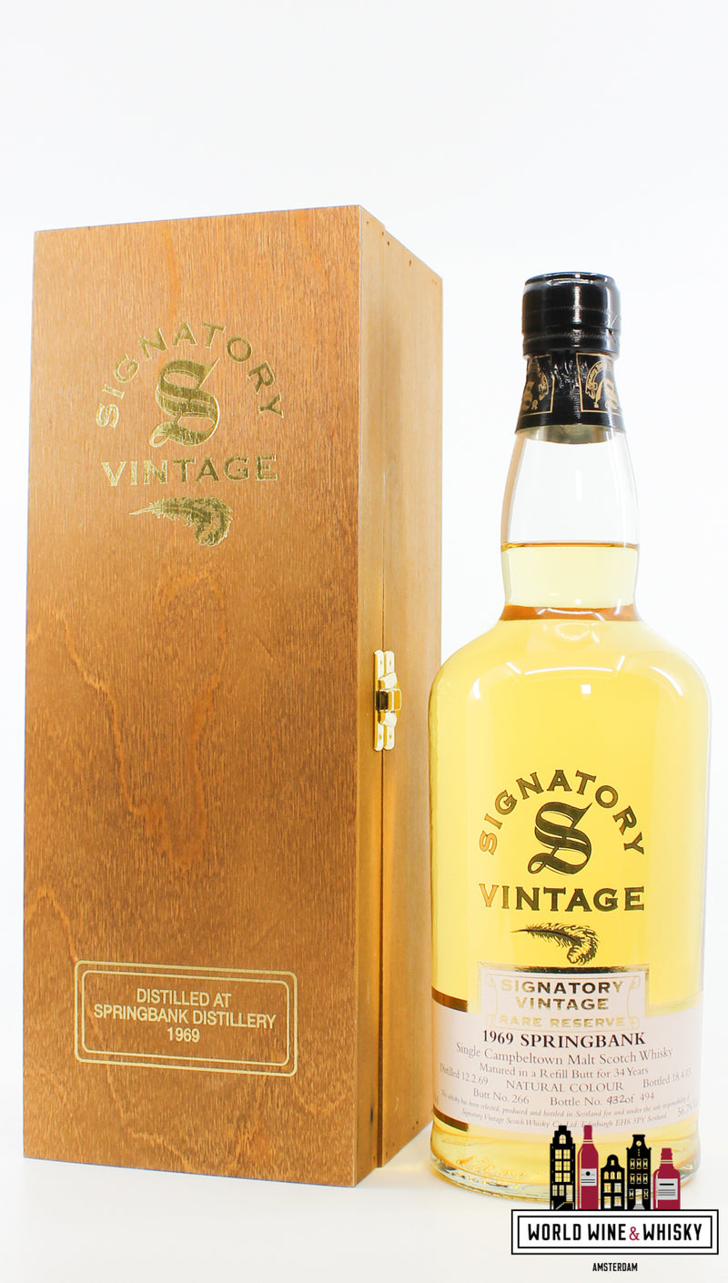 Springbank 34 Years Old 1969 2003 - Zeldzame Reserve - Signatory Vintage - Cask 266 56,7% (1 van 494)